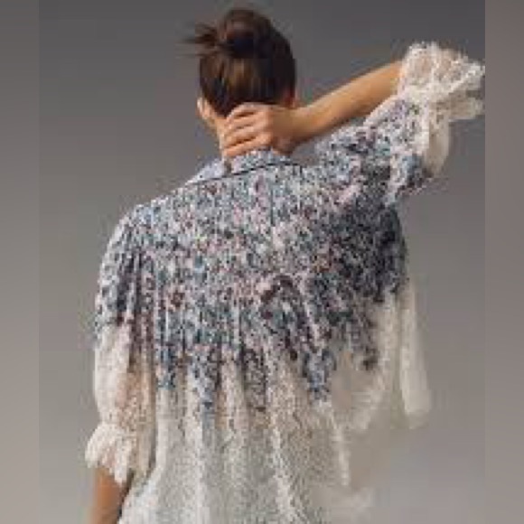 Anthropologie Victorian Sheer Lace Multicolor Blouse size small - Picture 2 of 13